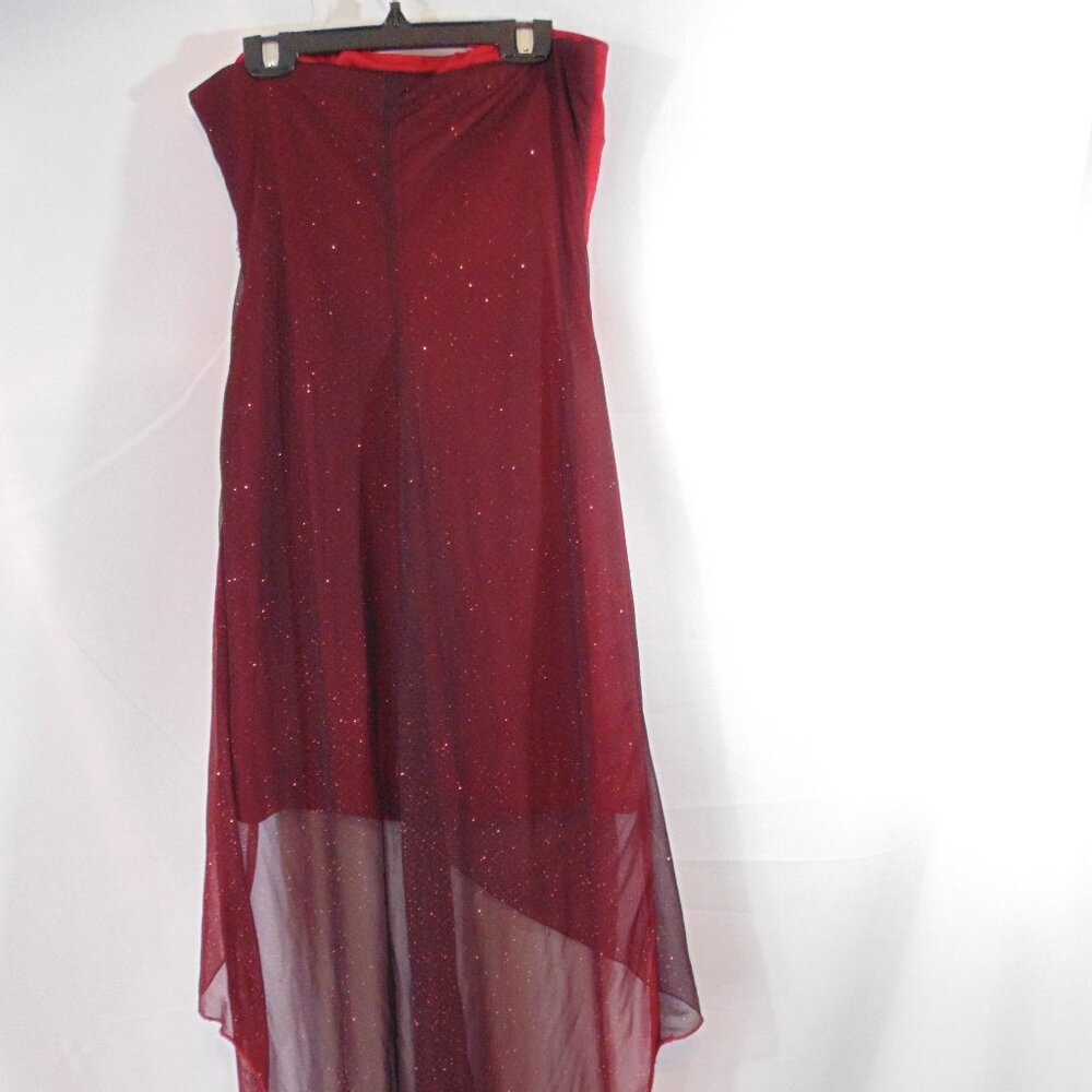 Teeze Me Womens Strapless Dress H258433 High Low Asymmetrical Beaded Red Size 7 - Picture 3 of 5